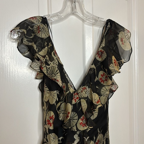 NWT KATE MOSS FOR ZARA black silk floral long dress size small & medium - Picture 5 of 14